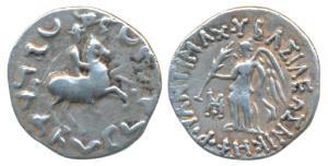 Indo-Greeks, Antimachus II (c. 174-165 BC), Silver Drachma, 2.31g, obv. king on horseback 