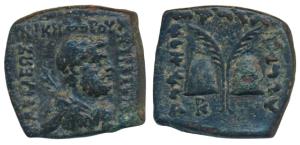 Indo-Greeks, Antialcidas (c. 115-95 BC), Copper Square Unit, 8.78g, obv. bust of Zeus to r