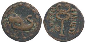 Indo-Scythians, Maues, Copper Unit, 8.75g, obv. head of an Indian elephant to right, rev. 