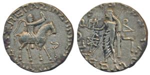 Indo-Scythians, Azes II, Silver Tetradrachm, 9.50g, obv. king mounted on a horse to right,