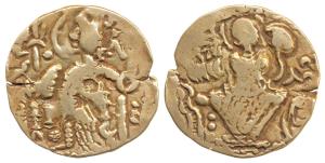 Kidara Kushanas (c. 4th century AD), Base Gold Dinar, 7.79g, obv. king nimbate standing, h