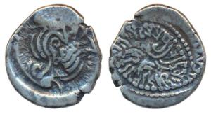 Western Kshatrapas, Kardamaka dynasty, Vijayasena as Kshatrapa, Silver Drachm, 1.86g, Erro