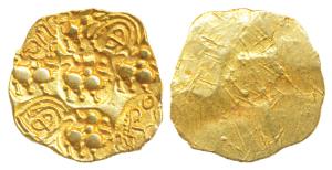 Chalukyas of Kalyani, Anonymous, (late 11th century AD), Punch Marked Gold Gadyana, 3.71g,
