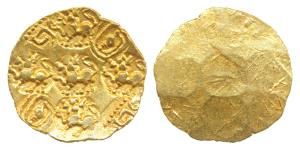 Chalukyas of Kalyani, Anonymous, Punch Marked Gold Gadyana, 3.71g, Uniface, obv. a total o
