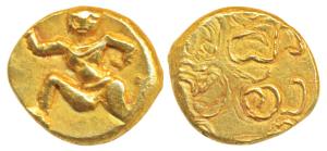 Late Hoysala period, Eastern Karnataka, Anonymous,13th Century CE, Gold Gadyana, 3.94g, ob