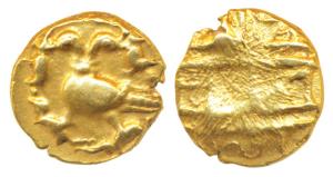 Vijayanagar Empire, Achyuta Deva Raya (1529-1542 AD), Gold ½ Pagoda, 1.69g, obv. Gandabher