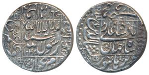 Shah Jahan, Silver Rupee, 11.48 g, Burhanpur Mint, AH 1042, legend within square area on b