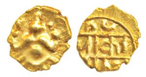 Karnataka Region, Lakshmiswara (c. 16 - 17 century AD), Gold ½ Fanam, 0.19g, obv. represen