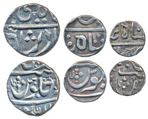 Muhiabad urf Poona Mint, set of 3, Silver Rupee, ½ & ¼, in the name of Shah Ali Gohar, Ank