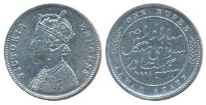 U50-503 Mangal Singh (AH 1291-1310; 1874-1892 AD), Silver Rupee, 11.43g, Calcutta Mint, wi