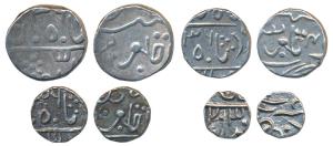 Dulep Singh (AH 1241-1281; 1825-1864 AD), set of 4, Silver Rupee, ½, ¼ and 1/8, AH 1236 fr