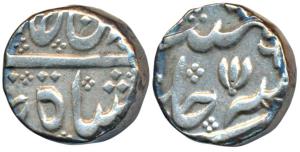 Arkat Mint, Silver Rupee, 11.20g, in the name of Alamgir II, open lotus as mint mark, RY 6