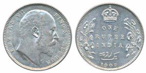 Edward VII, Silver Rupee, 1907, Calcutta Mint (Prid 193). Extremely Fine.