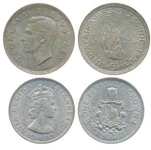 Bermuda, Elizabeth II, Silver Crown, 22.59g, .500 fine, 1964 (KM 14); South Africa, George