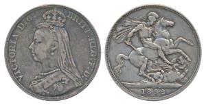 Great Britain, Victoria, Silver Crown, 27.34g, 1889, Jubilee head, rev. St. George slaying