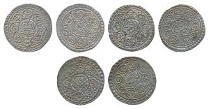 Tibet, Silver Tangka (3), each 4.5g to 4.6g, ornate lotus design surrounded by Buddhist ei