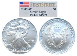 United States of America, Silver 1 Dollar, 31g, 2007, American Silver Eagle, First Strike,