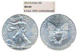 United States of America, Silver 1 Dollar, 31g, 2008, American Silver Eagle, 30th Annivers
