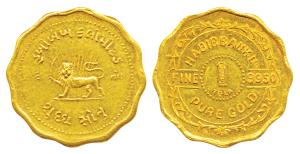 Habib Bank Ltd, Gold 1 Tola, 11.62g, obv. lion holding a sword, with name of the company, 