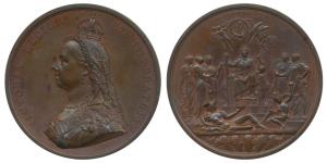Victoria Medal, Copper, Golden Jubilee of Queen Victoria, 1837-1887, crowned bust of Victo