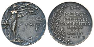 Railway Football Competition, Silver Medal, 23.7g, Season 1908 won by Badarpur, obv. a fem