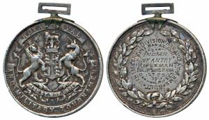 Royal Naval and Military Tournaments, Silver Medal, 25.3g, 1909, rev. 7th, Meerut Division