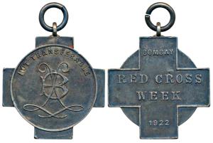 Bombay Red Cross Week, Silver Medal, 7.50g, 1922; rev. monogram and Not Transferable inscr