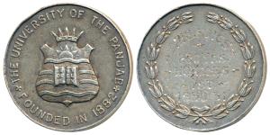 The University of The Punjab, Silver Medal, 32g, Founded in 1882; rev. Athletics, 220 Yds,