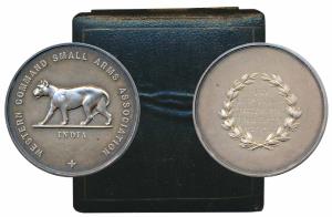 Western Command Small Arms Association, Silver Medal, 98g, obv. a tiger walking to left, r