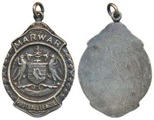 Marwar Football League, Silver Medal, 12.5g, coat of arms in the center. Extremely Fine.
