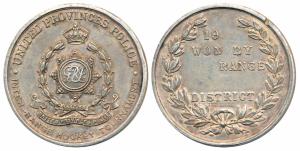 United Provinces Police, Silver Medal, 21.5g, obv. star within wreath surmounted by a crow