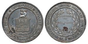 Bombay Veterinary College, Silver Medal, 57g, obv. coat of arms of Bombay surmounted by th