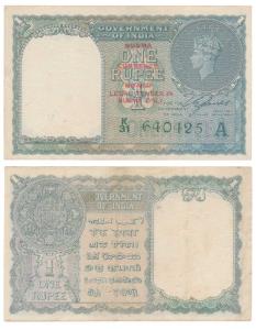 Burma, George VI, Rupee 1, 1947, signed C. E. Jones, red overprint Burma Currency Board Le