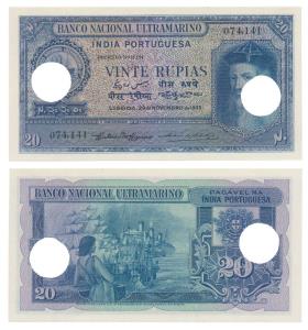 Indo-Portuguese, Vinte / 20 Rupias, 6th issue, 1945, Banco Nacional Ultramarino, (J&R 12.3