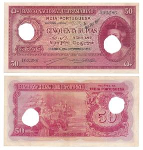Indo-Portuguese, Cinquenta / 50 Rupias, 6th issue, 1945, Banco Nacional Ultramarino, (J&R 