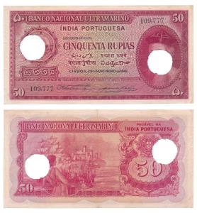 Indo-Portuguese, Cinquenta / 50 Rupias, 6th issue, 1945, Banco Nacional Ultramarino, (J&R 