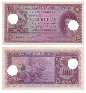 Indo-Portuguese, Cem / 100 Rupias, 6th issue, 1945, Banco Nacional Ultramarino (J&R 12.33.