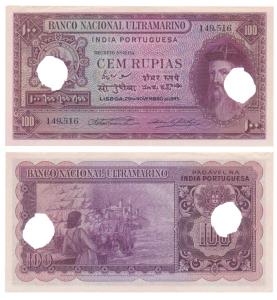 Indo-Portuguese, Cem / 100 Rupias, 6th issue, 1945, Banco Nacional Ultramarino (J&R 12.33.