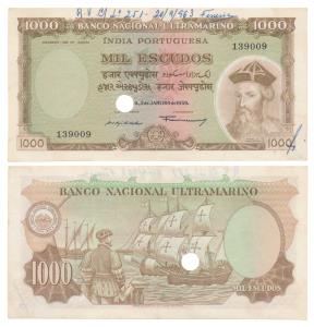 Indo-Portuguese, 1000 Escudos, 7th issue, 1959, Banco Nacional Ultramarino, (J&R 12.40.6).