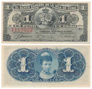 Cuba, Banco Espanol, Un/1 Peso, 1896, Habana. Uncirculated.