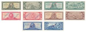 Cuba, 1, 3, 5, 10 & 20, Pesos, Musetra (Specimen) overprint in red on both sides. Uncircul