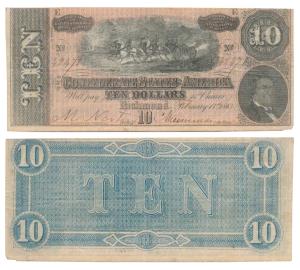 Confederate States of America, 10 Dollars, 1864, Richmond. Very Fine+.