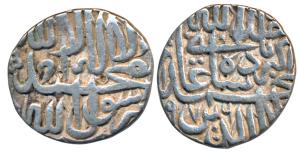 Akbar (AH 963-1014; 1556-1605 AD), Silver Rupee, 11.4g, Agra Mint, AH 976, Kalima on obv. 