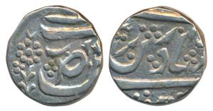 Ibrahim Ali Khan (AH 1288-1326; 1871-1908 AD), Silver Rupee, 10.7g, flower next to Swad (K