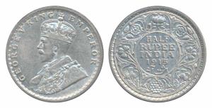 George V, Silver ½ Rupee, 1915, Calcutta Mint (Prid 322). Very Fine+.