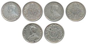 George V, Silver ½ Rupee, 1915, Calcutta Mint (Prid 322). About Extremely Fine. (3)