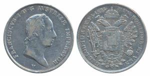 Austria, Francis I, Silver ½ Thaler, 12.8g, 1825, obv. laureate head to right; rev. crowne