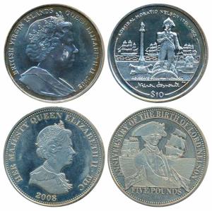 British Virgin Island, Elizabeth II, Silver 10 Dollars, 28.28g, 2005; Great Britain, Eliza
