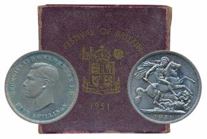 Great Britain, George VI, Cupro-Nickel Crown or 5 Shillings, 1951, rev. St. George slaying