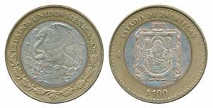 Mexico, Bi-Metallic Silver 100 Pesos, 33.94g, 2003 (KM 688). Uncirculated.